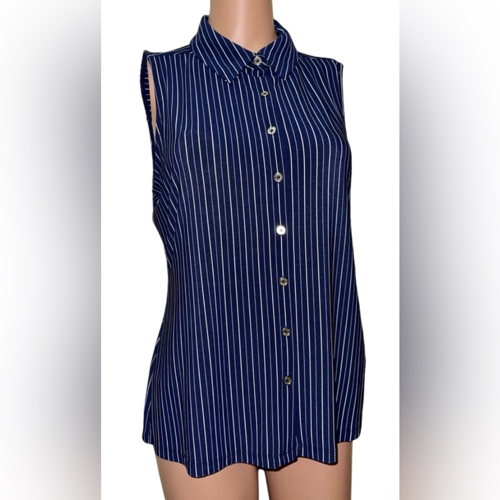 TOMMY HILFIGER BOTTOM DOWN TOP WOMEN SLEEVELESS STRIPPED BLUE COLOR SIZE MEDIUM